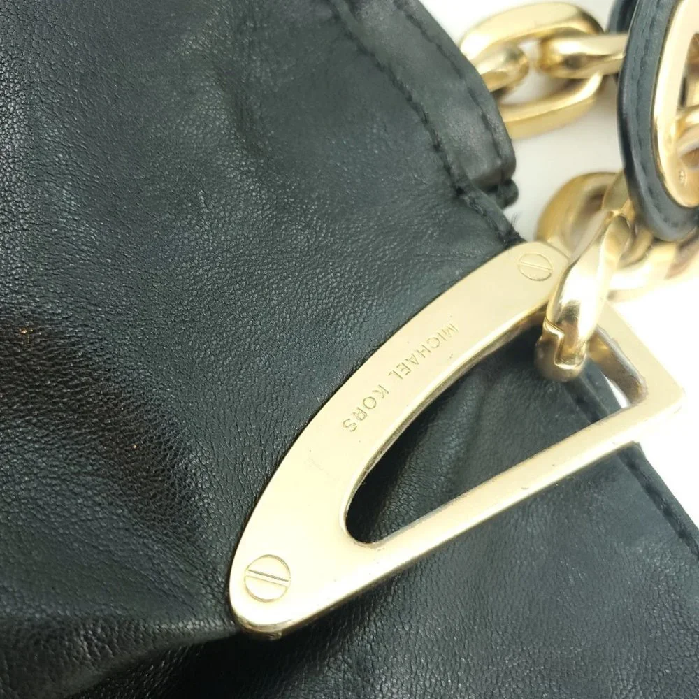 Michael Kors Womens Black Leather Double Handles Shoulder Handbag Purse